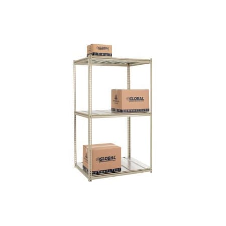 Global Equipment High Capacity Starter Rack 48x24x843 Level Steel Deck 1500lb Per Shelf Tan 716542